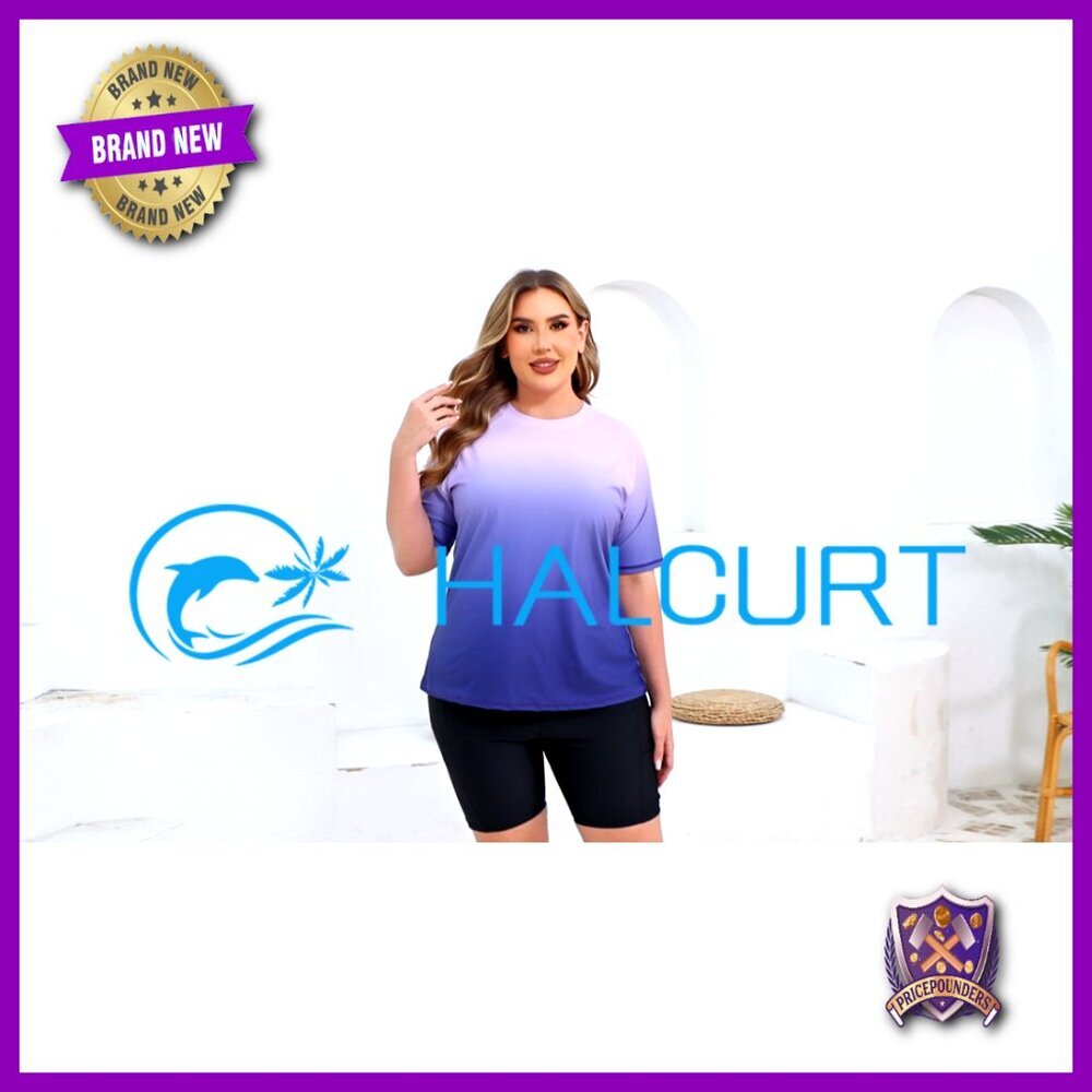 Plus Size Rash Guard Set with Built-In Bra and Pockets - Picture 7 of 7